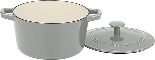 Cuisinart Chef's Classic Enameled Cast Iron Round Covered Casserole (Tea Grey, 3- Quart)