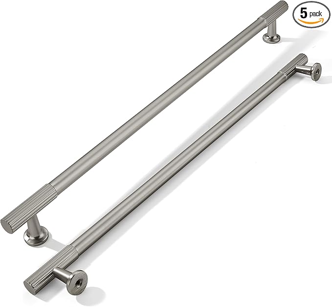 khtumeware 12 Inch Hole Center 5 Pack Brushed Satin Nickel Cabinet Pulls, Kitchen Drawer Handles, for Dresser cabinets, cabinets, Door cabinets, Hardware