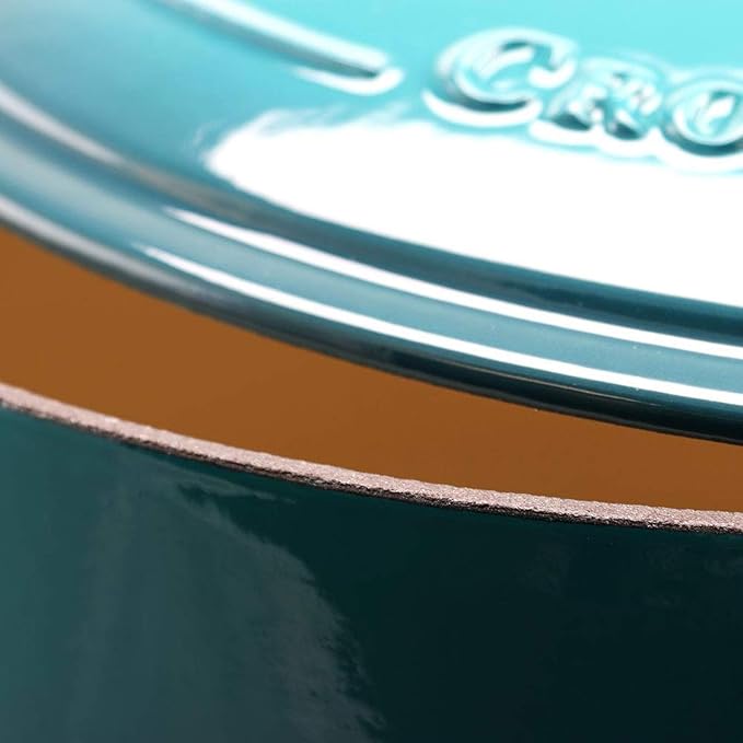 Crock-Pot Artisan 7-Quart Oval Enameled Cast Iron Dutch Oven – Teal Ombre, Durable Cookware for Slow Cooking, Roasting, Baking with Lid