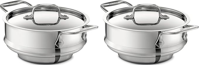 All-Clad Specialty Stainless Steel Universal Steamer for Cooking 3 Quart Food Steamer, Steamers Basket Silver (Pack of 2)