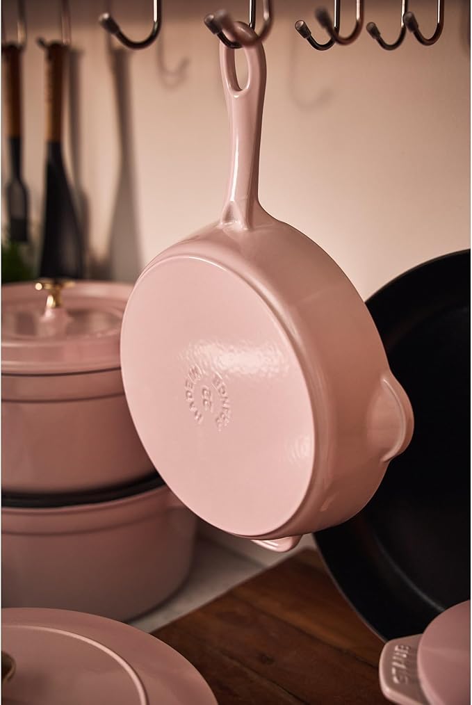 STAUB Cast Iron 11-inch Traditional Deep Skillet - Peony Pink