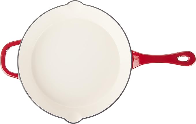 Crock Pot Artisan 12 Inch Enameled Cast Iron Round Skillet, Scarlet Red
