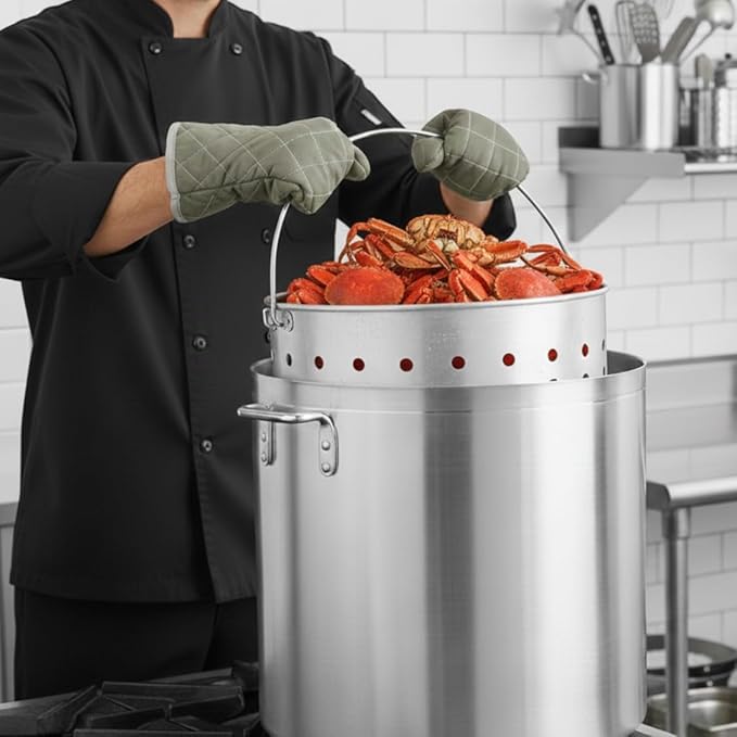 TrueCraftware-100 qt Aluminum Steamer Basket 18-1/4" x 15-3/8" fits 100 qt Stock Pot- Steamer Cookware Insert Steamer Basket Steamer Insert for Veggie Fish Seafood Cooking
