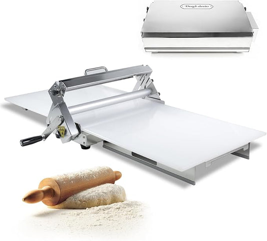 Folding Dough Sheeter (15.5")，Dough Sheeter，Counter Top Dough Sheeter，Manual Dough Sheeter，Commercial Dough Roller Sheeter，Dough Machine With Adjustable Thickness, Stainless Steel（1 Rolling Boards）