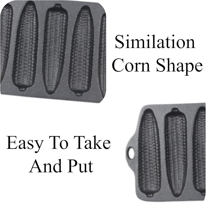 2 Pcs Cast Iron Corn Pan Baking Bread Molds 7-Hole Corn Pancake Pan Uncoated Cake Baking Tray Compatible with Oven, Stovetop, Grill, and Campfires
