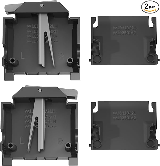 Upgraded W10588164 W10588165 Dishwasher Dishrack Adjuster Housing Left Right Hand w/ W10250162 Rack Adjuster Cover for Kenmore Kitchenaid Whirlpool Dishwasher Top Rack, Fits W10350375/6 W10546503 Part