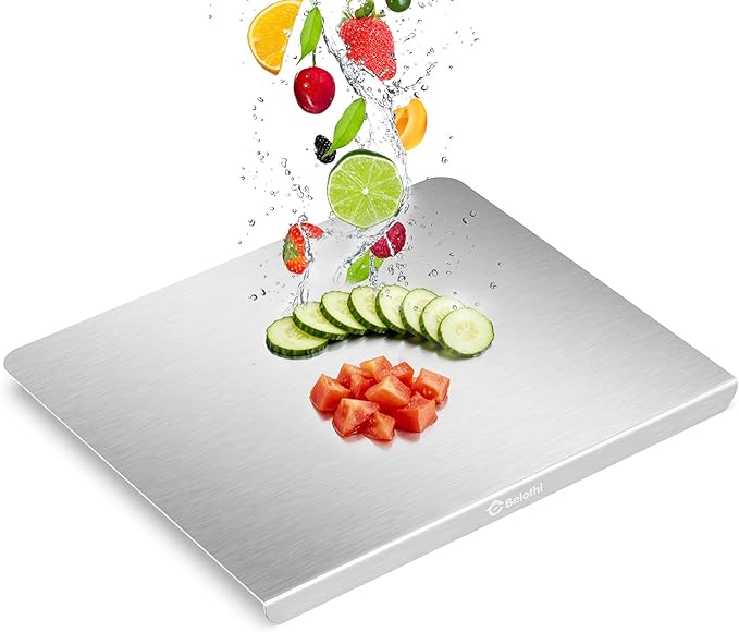 Stainless Steel Cutting Board for Kitchen with Lip, Large Metal Chopping Board with Counter Edge, Dishwasher Safe Non-Slip Pastry Board for Meat Vegetables & Baking(18x14)