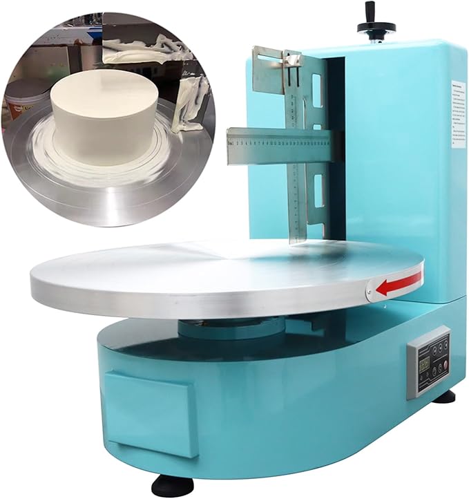 INTSUPERMAI Cake Cream Spreading Coating Smearing Machine Cake Decorating Machines Baking Tools Birthday Cake Cream Spreading Machine 110V Suitable for 4-16 inch Cake Green Color Triangle Bottom