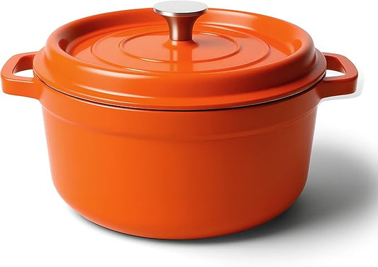 6.5 Quart Dutch Oven Pot with Lid, Non Stick Enameled Cast Iron Dutch Oven for Bread Baking, Heavy-Duty, Oven Safe Ceramic Cookware Up to 500°F for Baking, Braising, Stews, Roasting, Orange