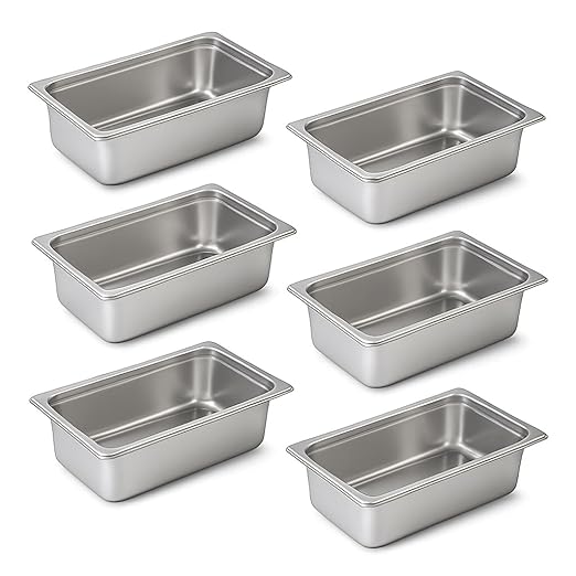 Aplancee Full Size Hotel Pans 6 Inch Deep Stainless Steel Food Pan - Anti-Jam 6 Pack Steam Table Pan Set for Catering, Buffet Use, Kitchen Prep