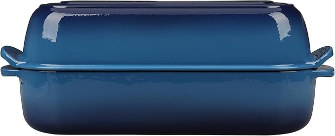 Enameled Cast Iron Loaf Pan with Lid, Bread pan, Dutch Oven Bread pan for Homemade Sourdough Bread Baking, 12.5x5.5 inch, 5qt, Lake Blue