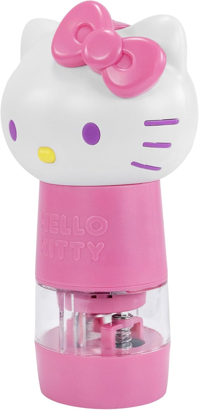 Uncanny Brands Sanrio Hello Kitty Salt and Pepper Grinder – Dual Chamber Electric Mill with Adjustable Coarseness and LED Light – Battery Powered