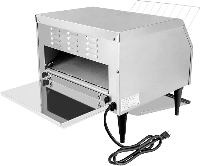 150/450 Slices/Hour Commercial Conveyor Toaster, Stainless Steel Heavy Duty Industrial Bread Baking Machine w/ 3 Ring Heating Tubes for Baking Sliced Bread, Toast (2600W(TT-450L))