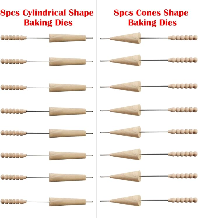 INTBUYING Commercial Electric Ice Cream Cone and Chimney Cake Roll Maker, 8-Station Baking Oven with 16 Interchangeable Dies, 110V 3200W Toasting Oven for Chimney Cake and Bread Rolls, NO Plug