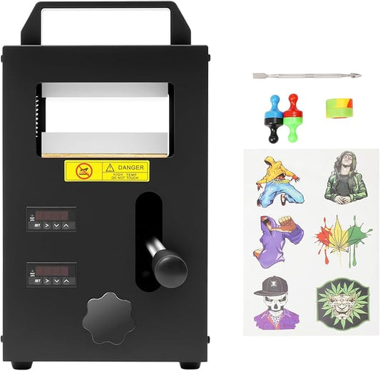 4Ton Hydraulic Heat Press Machine, 800W Portable Press Machine, 400℉Temp Dual Adjustable Heating Plates 110V 7A High Pressure Heat Press w/10 Baking Papers, 1Stainless Steel Tool for Plastic