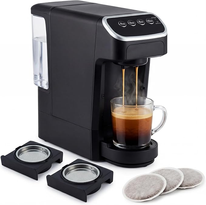 Coffee Machine – Compatible with Senseo Pods – Fast Brewing Single-Serve Coffee Maker with Rich Flavor Extraction, Crema Layer, Space-Saving Sleek Design, Barista-Quality Taste