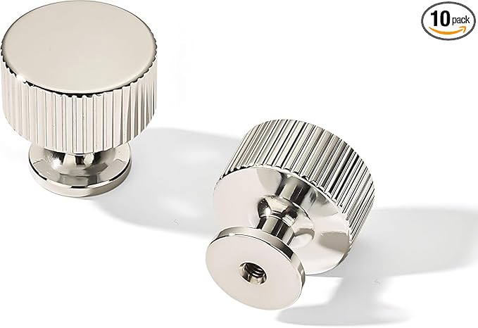 khtumeware 10 Pack Polished Nickel Cabinet Knobs Solid Heavy-Duty Bifold Closet Door Knobs Cabinet Hardware Handle for cabinets Dressers Pull for Bathroom Kitchens