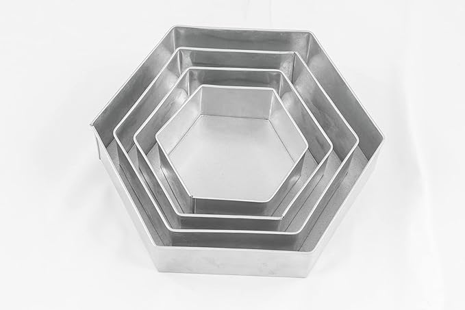 4 Tier Hexagon Baking Pan Set Multilayer Birthday/Wedding Anniversary Cake Tins/Cake Pans/Cake Molds 6".8".10".12" - All 3" Deep