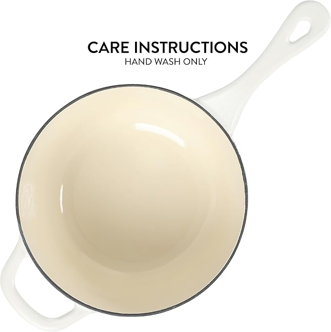 Crock-Pot 3-Quart European Enameled Cast Iron Saucepan with Lid – Matte Linen White, Durable Oven Safe Cookware