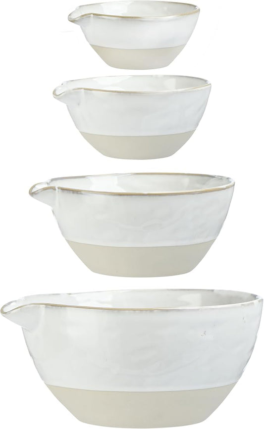Stoneware White Batter Bowls (Set of 4)