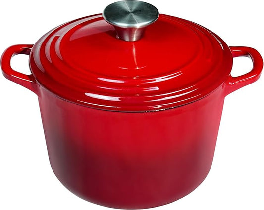 Dutch Oven Pot with Lid 1.8 qt Cast Iron Dutch Oven for Bread Baking Red Enameled Cast Iron Rice Pot with Handels