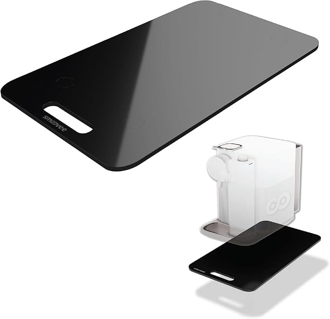 Smoovee - Sliding Surface - Christina Black 9.06 x 15.75 inch, Appliance Rolling Tray for Kitchen Appliances – 360° Wheels, Stainless Steel Hubs, Easy‑Clean Durable Tray