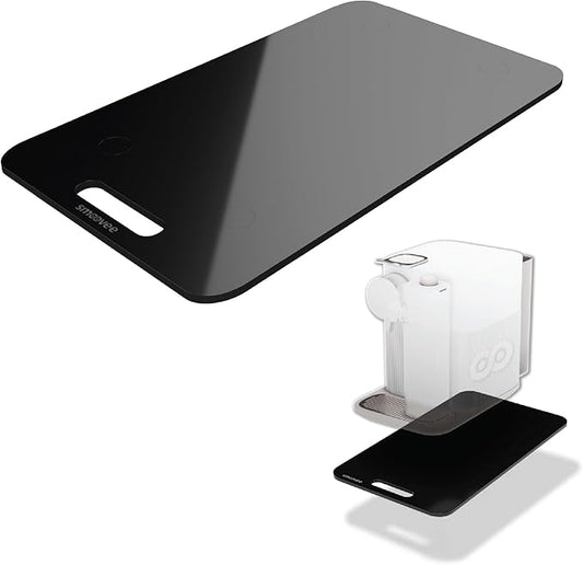 Smoovee - Sliding Surface - Christina Black 9.06 x 15.75 inch, Appliance Rolling Tray for Kitchen Appliances – 360° Wheels, Stainless Steel Hubs, Easy‑Clean Durable Tray