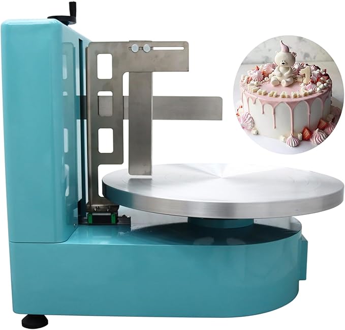INTSUPERMAI Cake Cream Spreading Coating Smearing Machine Cake Decorating Machines Baking Tools Birthday Cake Cream Spreading Machine 110V Suitable for 4-16 inch Cake Green Color Triangle Bottom