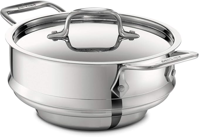 All-Clad Specialty Stainless Steel Universal Steamer for Cooking 3 Quart Food Steamer, Steamers Basket Silver (Pack of 2)