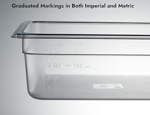 CURTA 6-Pack Full Size 4" Deep NSF Polycarbonate Food Pans | Dishwasher & Freezer Safe Clear Container for Prep Tables, Buffet, Salad Bar, Commercial & Home Kitchen