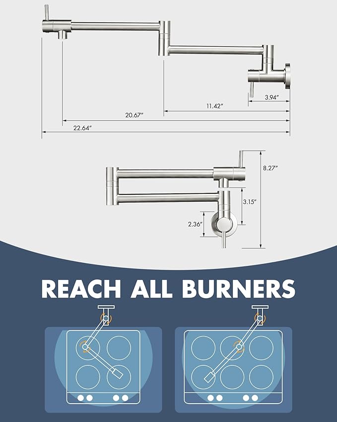 Pot Filler Faucet Brushed Nickel Commercial Wall Mount Stove Faucet Wall Mount Pot Filler Facuet