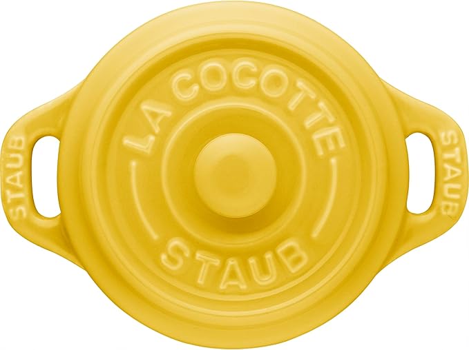 STAUB Ceramic 3-pc Mini Round Cocotte Set, Citron