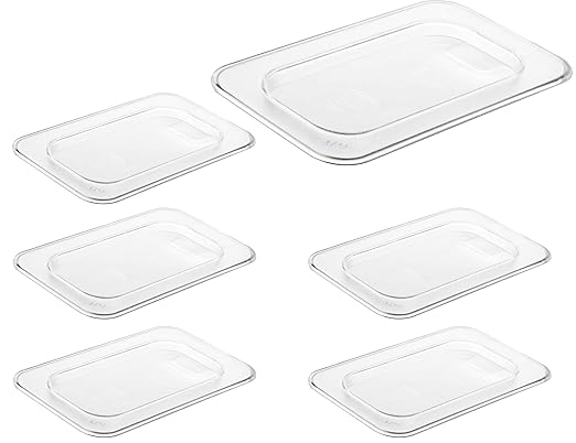 CURTA 6 Pack NSF 1/9 Size Food Pan Cover, Clear Polycarbonate Lidfor Commercial Food Pan, Dishwasher & Freezer Safe Plastic Clear