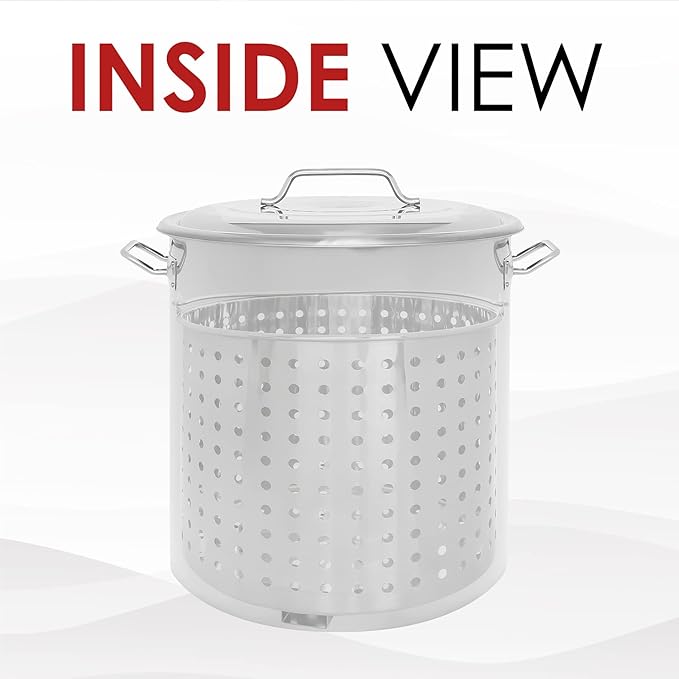 CONCORD Stainless Steel Stock Pot w/Steamer Basket. Cookware great for boiling and steaming (60 Quart)