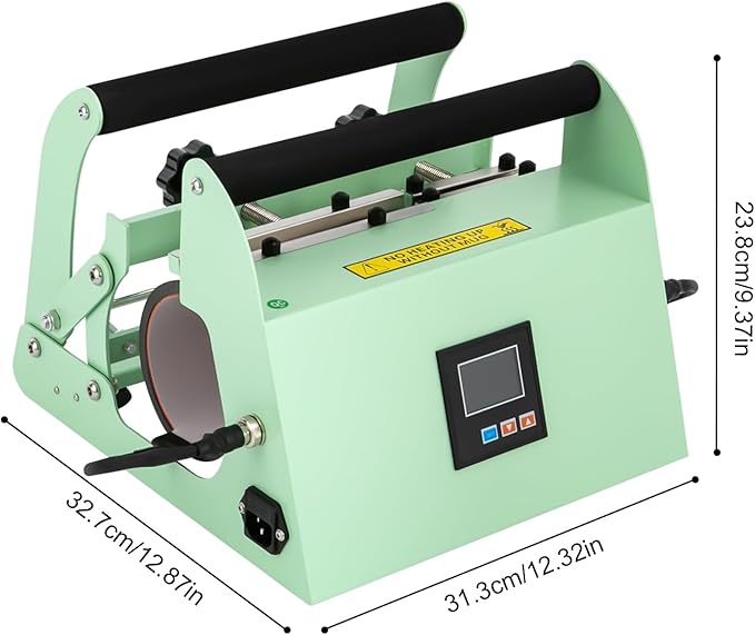 Tumbler Heat Press Machine, 110V 40Oz Mug Press Sublimation Machine with Temp and Time Adjustable - Double Cup Mats for Ceramic Mugs, Glass Cans Car Cups (Light Green)
