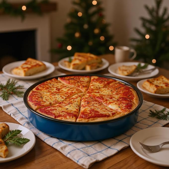3-Pack Enamel Roasting & Baking Pan Set 10/12/14 Inch Round Cake Pans for Turkey Pizza Casseroles Desserts Oven& Dishwasher High Temperature Resistance Baking Dishes for Mom Wife Valentine's Day
