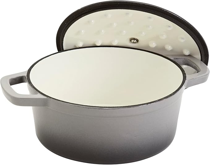 Smith & Clark 3-Quart Enameled Cast Iron Dutch Oven Pot with Lid, Gray