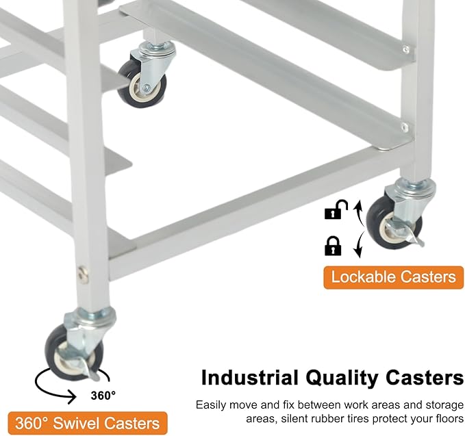 10-Tier Quarter & Half Sheet Pan Rack - Bread Baking Speed Rack for Cooling, Bakery Stand with wheels for Bun Pan Tray, Home Kitchen Tiered Rolling Cart for Oven(for 1/2 & 1/4 Sheet)