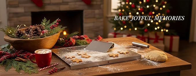 Stainless Steel Cutting Board with Lip | Small size | With Free Dough Cutter for Kitchen Needs | Countertop Metal Baking Board | Meat Chopping | Dishwasher Safe, 15.74 | Mothers Day gift