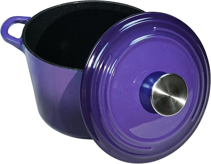 Dutch Oven Pot with Lid 1.8 qt Cast Iron Dutch Oven for Bread Baking Purple Enameled Cast Iron Rice Pot with Handels