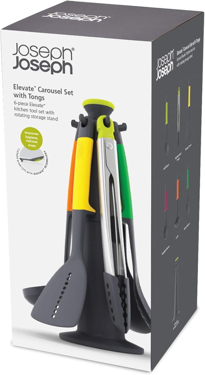 Joseph Joseph 98991 Elevate Set de 6 Cuisine avec Porte-Ustensiles Rotatif-Multicolore, One Size