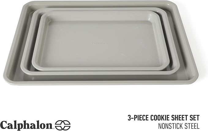 Calphalon Legacy 3 Piece 18 ", 15" and 13" PFA Free Nonstick Cookie Sheet - Taupe