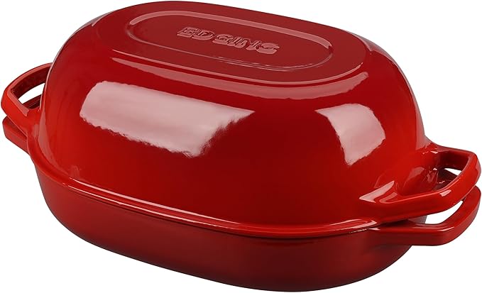 Enameled Cast Iron Oval Dutch Oven Pot with Lid, Dutch Oven for Sourdough Bread Baking, Oval Bread Pan, Bread Oven, Bread Dutch Oven, 7qt, Red