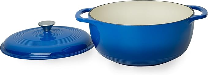 Mercer Culinary Enameled Cast Iron Round Dutch Oven, 6 qt., Navy Blue