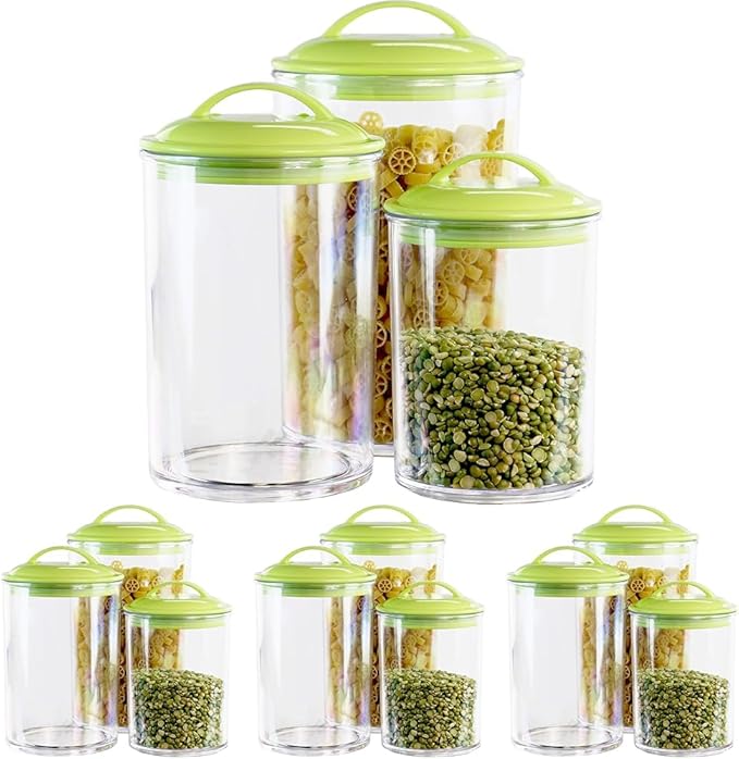 Reston Lloyd Food Storage Containers, BPA Free Airtight Canisters for Cereal, Pasta, Sugar, Coffee, Flour, Cookies, Loose Tea, for Kitchen Organization, Set of 3, Lime (Pack of 4)
