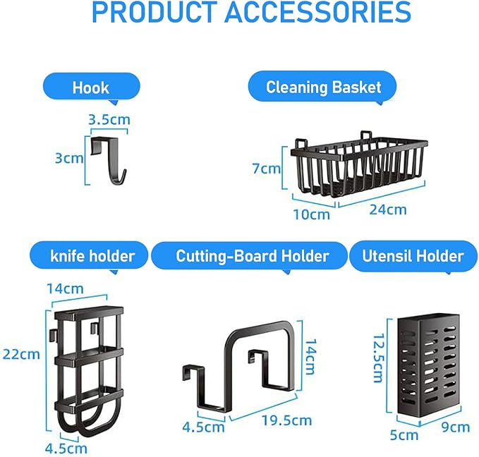 Over The Sink Dish Drying Rack with Cover, 2 Tier Large Capacity Organizer Stand for Kitchen Counter, Storage for Plates Bowls Pots, Black