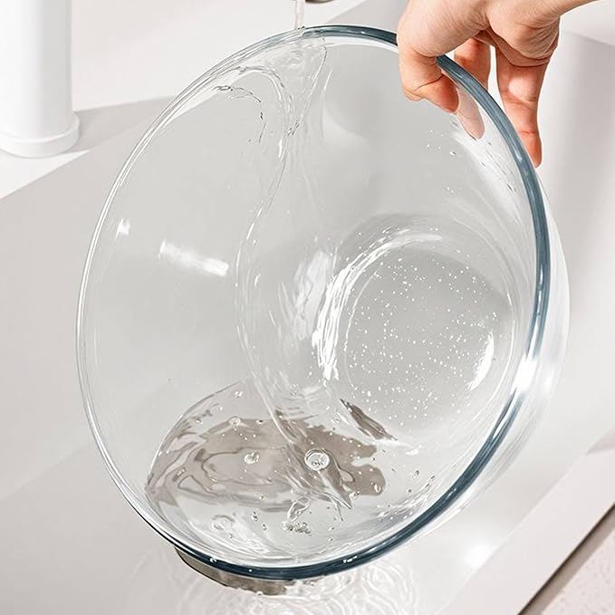 4.7QT Large Glass Mixing Bowl with Lid, Clear Glass Salad Cooking Bowls for Sourdough, Salad and Storage Prepping and Baking Food Storage Set