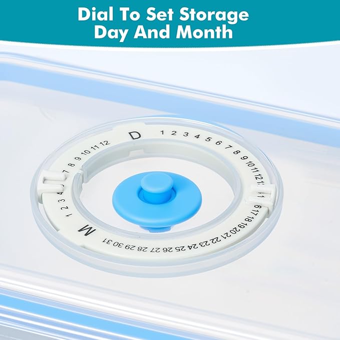LemonRoad 33 Piece Vacuum Seal Storage Food Containers with Lids (6Containers&6 Lids&20 Sealable Bags&1 Hand Vacuum Pump), Meal Prep Containers with Lid, Airtight and Leak Proof(Blue)