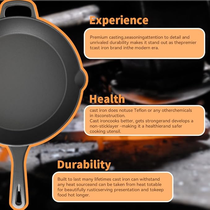 Cast Iron Skillet Set (8” + 12”) – Pre-Seasoned Frying Pan Duo, Holiday Kitchen Cookware Set for Everyday Cooking, Oven & Grill Safe