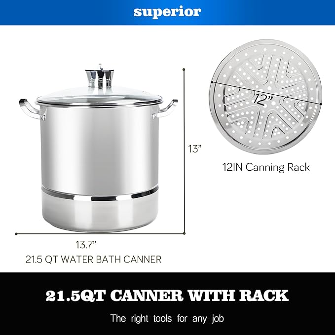 LINMAGCO Canning Supplies Starter Kit - Canning Pot, Water Bath Canner with Lid, Steam Canner with Rack